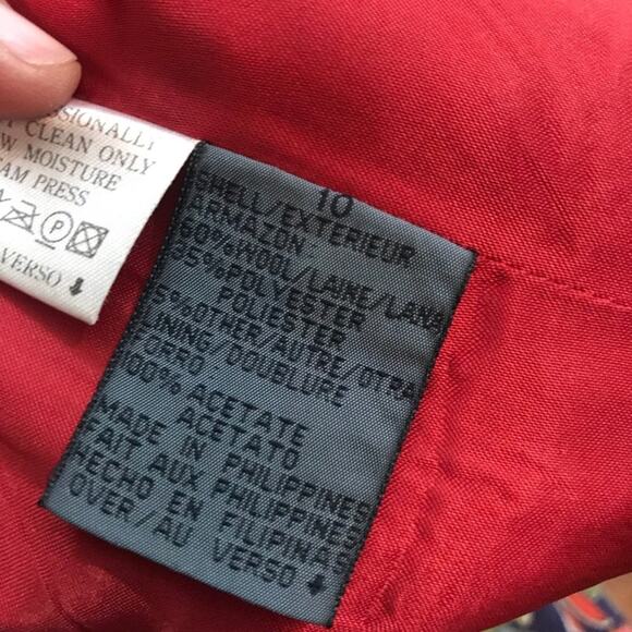 LIZ CLAIBORNE🎄VINTAGE 80s Red Long Blazer multicolor flecks and Shoulder Pads 10 - Picture 12 of 15